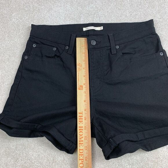 Levi Mid Length Black Denim Women’s Jean Shorts Size 30 - Picture 11 of 13